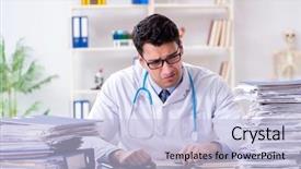  Presentation with busy doctor - Presentation featuring busy doctor with too much background and a light blue colored foreground