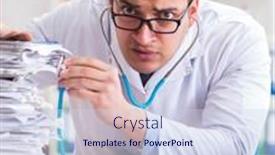  Presentation with busy doctor - Amazing slides having busy-doctor-with-too-much backdrop and a sky blue colored foreground