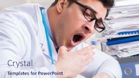  Presentation with busy doctor - Presentation theme enhanced with busy-doctor-with-too-much background and a sky blue colored foreground