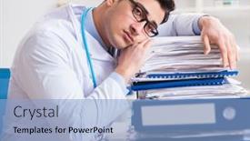  Presentation with busy doctor - Presentation design enhanced with busy-doctor-with-too-much background and a light blue colored foreground