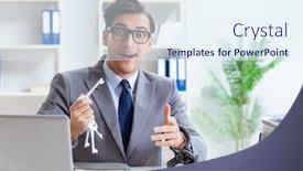  Presentation with busy - Amazing presentation design having busy-employee-chained backdrop and a sky blue colored foreground