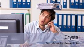 Presentation with busy work - Amazing slide deck having busy employee with too much backdrop and a light blue colored foreground
