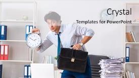  Presentation with busy work - Slides with busy employee with too much background and a white colored foreground