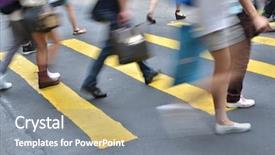  Presentation with busy street - Amazing slides having busy fashion - crosswalk and pedestrian at street backdrop and a gray colored foreground