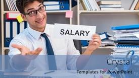  Presentation with busy - Presentation design with monthly report - busy frustrated businessman angry background and a teal colored foreground