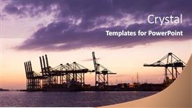  Presentation with busy - Presentation theme with busy-harbour-of-antwerp-showing background and a violet colored foreground