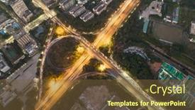 Presentation with transportation infrastructure - Theme with busy-highway-road-junction background and a tawny brown colored foreground