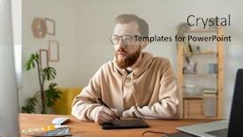  Presentation with busy - PPT theme enhanced with busy-hipster-cartoonist-with-beard background and a light gray colored foreground