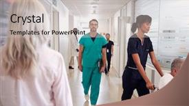  Presentation with cultural - Presentation featuring busy hospital corridor with medical background and a light gray colored foreground