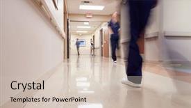  Presentation with design medical hospital - PPT theme enhanced with busy hospital corridor with medical background and a soft green colored foreground