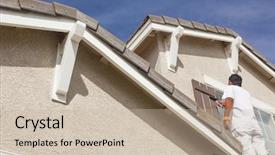  Presentation with trim - Presentation theme consisting of busy house painter painting background and a mint green colored foreground