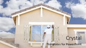  Presentation with trim - Colorful presentation enhanced with busy house painter painting backdrop and a soft green colored foreground