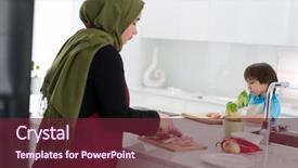  Presentation with muslim cartoons - Slide deck featuring busy lifestyle healthy - beautiful young muslim young woman background and a  colored foreground