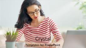  Presentation with working - Beautiful slides featuring busy lifestyle healthy - happy casual beautiful woman working backdrop and a  colored foreground