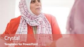  Presentation with arabic woman - Presentation with busy lifestyle healthy - muslim arabic traditional woman background and a  colored foreground