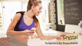  Presentation with gym - Presentation design consisting of busy lifestyle healthy - woman wearing gym clothing choosing background and a lemonade colored foreground