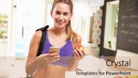  Presentation with gym - Amazing presentation theme having busy lifestyle healthy - woman wearing gym clothing choosing backdrop and a coral colored foreground