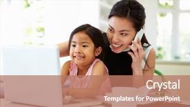  Presentation with working mother - Slide set enhanced with busy mother working from home background and a coral colored foreground