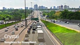  Presentation with busy - Audience pleasing presentation theme consisting of busy multi-lane highway backdrop and a coral colored foreground