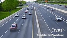  Presentation with multi - Colorful PPT theme enhanced with busy multi-lane highway backdrop and a gray colored foreground