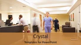  Presentation with station - Colorful slide set enhanced with busy nurse's station backdrop and a gold colored foreground