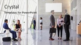  Presentation with area - Beautiful slide set featuring busy office foyer area backdrop and a light gray colored foreground