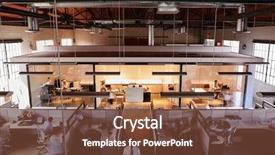  Presentation with busy - Amazing theme having busy open plan office backdrop and a tawny brown colored foreground
