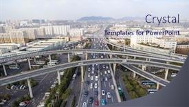  Presentation with shanghai - Amazing slide deck having busy road junction in midtown of shanghai in cloud sky backdrop and a sky blue colored foreground