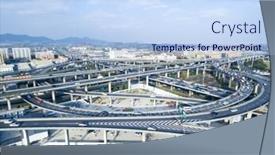  Presentation with shanghai - Cool new presentation theme with busy road junction in midtown of shanghai in cloud sky backdrop and a sky blue colored foreground