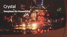  Presentation with rush hour - Cool new PPT layouts with busy rush hour traffic backdrop and a tawny brown colored foreground