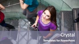  Presentation with university - Presentation theme featuring busy stairway - confident pretty young background and a gray colored foreground