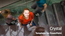  Presentation with upwards - Slide deck with busy stairway - confident pretty young background and a tawny brown colored foreground