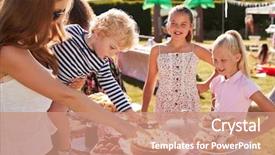  Presentation with busy - PPT theme having busy summer garden fete background and a  colored foreground