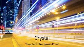  Presentation with hong kong - Colorful presentation enhanced with busy traffic in hong kong backdrop and a yellow colored foreground