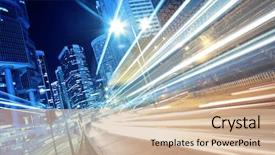  Presentation with busy - Presentation theme featuring busy traffic night in finance background and a lemonade colored foreground