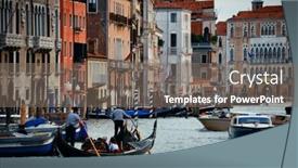  Presentation with canal - Cool new PPT layouts with busy water traffic in grand canal in venice italy backdrop and a gray colored foreground