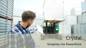  Presentation with direction - Amazing slide deck having busy worker in overall showing backdrop and a light gray colored foreground