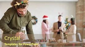  Presentation with notepaper - Theme featuring busy-young-bearded-office-worker background and a violet colored foreground
