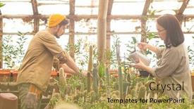  Presentation with caring - Beautiful slide deck featuring busy-young-multi-ethnic-workers backdrop and a yellow colored foreground