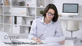  Presentation with front office - Theme with busy-young-office-manager background and a lemonade colored foreground