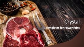  Presentation with raw meat - Colorful PPT layouts enhanced with futcher - piece of raw lamb meat backdrop and a tawny brown colored foreground