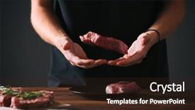  Presentation with butcher - Slide deck consisting of butcher cooking pork meat background and a wine colored foreground