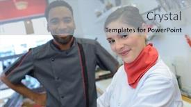  Presentation with butcher - Beautiful presentation featuring butcher couple ordering stock backdrop and a light blue colored foreground