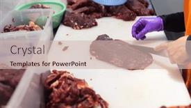  Presentation with butcher - Slide deck featuring butcher-cut-slice background and a  colored foreground