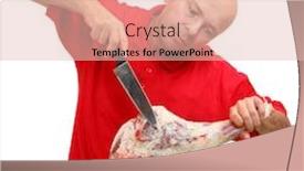  Presentation with butcher - Audience pleasing slides consisting of butcher cutting fresh lamb meat backdrop and a lemonade colored foreground