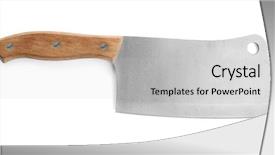  Presentation with butcher - Colorful slides enhanced with butcher knife with wooden handle backdrop and a light gray colored foreground