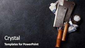  Presentation with knives - Theme having futcher - butcher vintage meat knives background and a dark gray colored foreground