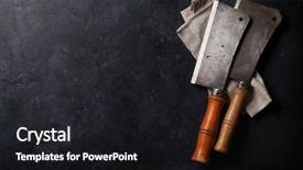  Presentation with knives - Audience pleasing theme consisting of futcher - butcher vintage meat knives backdrop and a black colored foreground