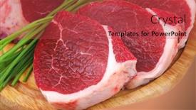  Presentation with butchery - Beautiful PPT layouts featuring butchery fresh raw beef lamb big rib and fillet ready to cooking with green stuff on wooden plate isolated over white background backdrop and a red colored foreground