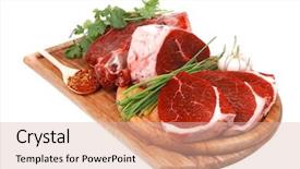  Presentation with butchery - Cool new PPT theme with butchery fresh raw beef lamb backdrop and a soft green colored foreground